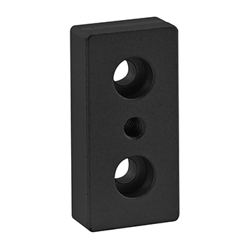 25 Series 3 Hole - Center Tap Base Plate - 25mm x 50mm with M6 Tap (25-2128-Black)