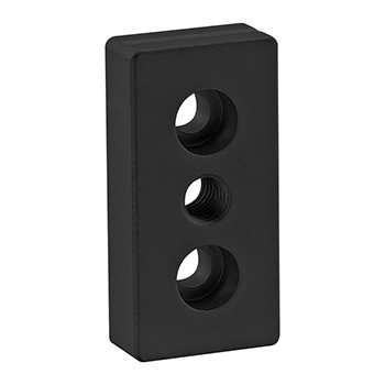 25 Series 3 Hole - Center Tap Base Plate - 25mm x 50mm with M8 Tap (25-2129-Black)