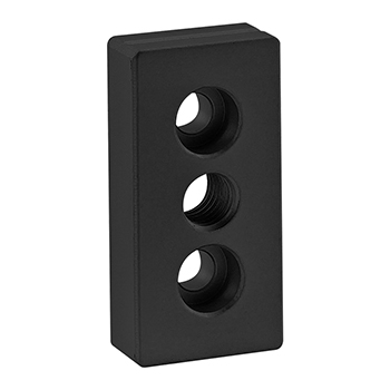 25 Series 3 Hole - Center Tap Base Plate - 25mm x 50mm with M10 Tap (25-2137-Black)