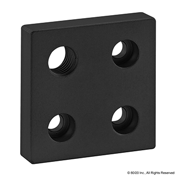 25 Series 4 Hole - Offset Tap Base Plate: 50mm x 50mm with M12 Corner Tap (25-2143-Black)