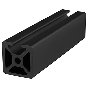 25mm X 25mm T-Slotted Profile - Single Open T-Slots (25-2501-Black-FB)