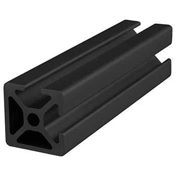 25mm X 25mm T-Slotted Profile - Two Adjacent Open T-Slots (25-2502-Black-FB)