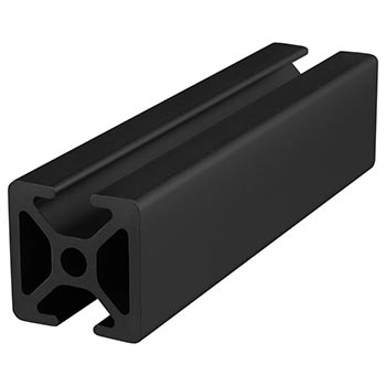 25mm X 25mm T-Slotted Profile - Two Opposite Open T-Slots (25-2504-Black-FB)