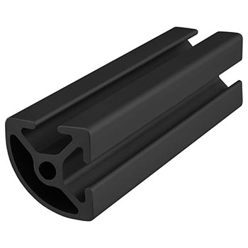 25mm X 25mm Quarter Round T-Slotted Profile - Two Open T-Slots (25-2527-Black-FB)