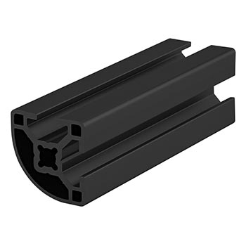 30mm X 30mm Quarter Round T-Slotted Profile - Two Open T-Slots (30-3022-Black-FB)