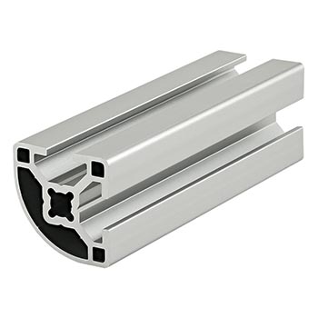 30mm X 30mm Quarter Round T-Slotted Profile - Two Open T-Slots (30-3022)