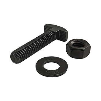 Bolt Assembly: 5/16-18 x 1.500" Black Drop-In T-Slot Stud with Washer and Hex Nut - Black Zinc (3303)