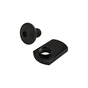 Bolt Assembly: 5/16-18 x 0.500" Black FBHSCS and Slide-In Economy T-Nut - Offset Thread - Black Zinc (3319)