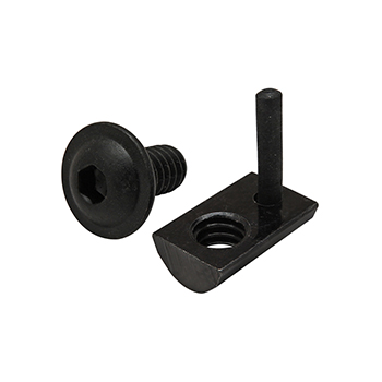 Bolt Assembly: 1/4-20 x 0.500" Black FBHSCS and Roll-In T-Nut with Flex Handle - Black Zinc (3322)