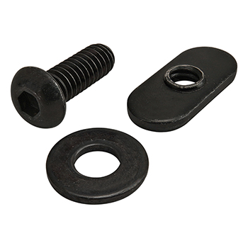 Bolt Assembly: 1/4-20 x 0.750" Black BHSCS with Washer and Slide-In Economy T-Nut - Centered Thread - Black Zinc (3371)