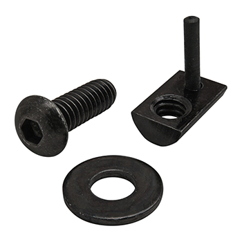 Bolt Assembly: 1/4-20 x 0.750" Black BHSCS with Washer and Roll-In T-Nut with Flex Handle - Black Zinc (3372)