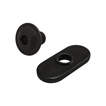 Bolt Assembly: 1/4-20 x 0.375" Black FBHSCS and Slide-In Economy T-Nut - Centered Thread - Black Zinc (3386)