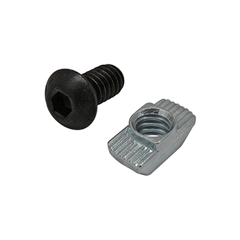 Bolt Assembly: 1/4-20 x 0.500" Black BHSCS with Standard Drop-In T-Nut - Bright Zinc (3408)