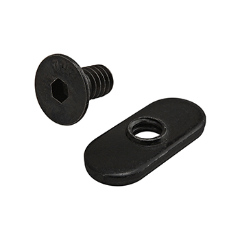 Bolt Assembly: 1/4-20 x 0.500" Black FHSCS and Slide-In Economy T-Nut - Centered Thread - Black Zinc (3414)