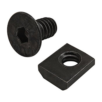 Bolt Assembly: 1/4-20 x 0.500" Black FHSCS with Standard Slide-In T-Nut - Black Zinc (3419)