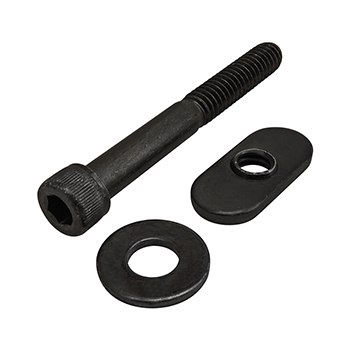 Bolt Assembly: 1/4-20 x 2.125" Black SHCS with Washer and Slide-In Economy T-Nut - Centered Thread - Black Zinc (3433)