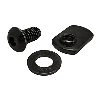 Bolt Assembly: 5/16-18 x 0.625" Black BHSCS with Washer and Slide-In Economy T-Nut - Offset Thread - Black Zinc (3435)