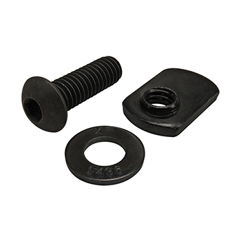 Bolt Assembly: 5/16-18 x 1.000" Black BHSCS with Washer and Slide-In Economy T-Nut - Offset Thread - Black Zinc (3443)