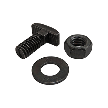 Bolt Assembly: 5/16-18 x 0.750" Black Drop-In T-Slot Stud with Washer and Hex Nut - Black Zinc (3476)