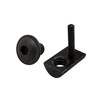 Bolt Assembly: 1/4-20 x 0.375" Black FBHSCS and Roll-In T-Nut with Flex Handle - Black Zinc (3480)