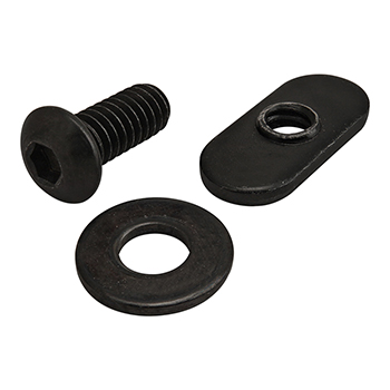 Bolt Assembly: 1/4-20 x 0.625" Black BHSCS with Washer and Slide-In Economy T-Nut - Centered Thread - Black Zinc (3482)