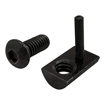 Bolt Assembly: 1/4-20 x 0.625" Black BHSCS and Roll-In T-Nut with Flex Handle - Black Zinc (3522)