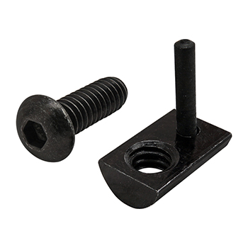 Bolt Assembly: 1/4-20 x 0.750" Black BHSCS and Roll-In T-Nut with Flex Handle - Black Zinc (3523)