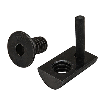 Bolt Assembly: 1/4-20 x 0.500" Black FHSCS and Roll-In T-Nut with Flex Handle - Black Zinc (3532)