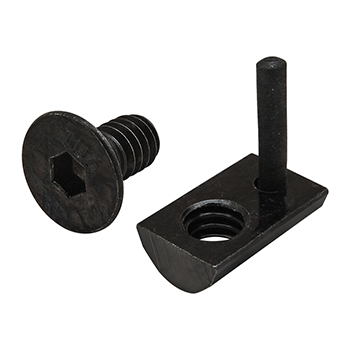 Bolt Assembly: 1/4-20 x 0.500" Black FHSCS and Roll-In T-Nut with Flex Handle - Black Zinc (3533)