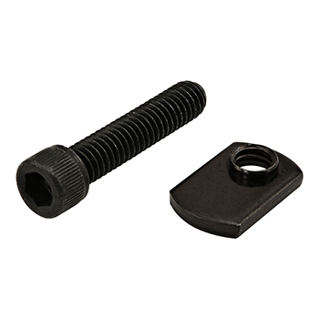 Bolt Assembly: 5/16-18 x 1.500" Black SHCS and Slide-In Economy T-Nut - Offset Thread - Black Zinc (3613)