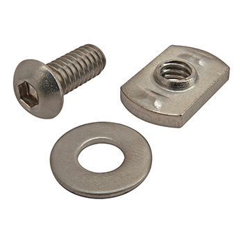 Bolt Assembly: SS 1/4-20 x 0.625" BHSCS with Washer and Slide-In Economy T-Nut - Centered Thread (3647)