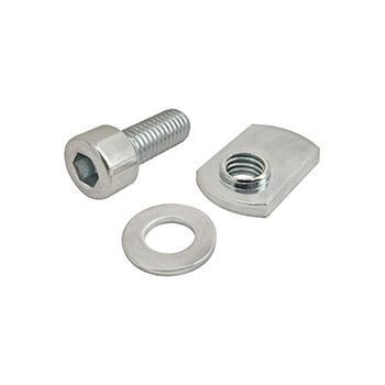 Bolt Assembly: M8 x 20.00mm Bright SHCS with Washer and Slide-In Economy T-Nut - Offset Thread - Bright Zinc (3816)