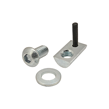 Bolt Assembly: M6 x 12.00mm Bright BHSCS with Washer and Roll-In T-Nut with Flex Handle - Bright Zinc (3824)