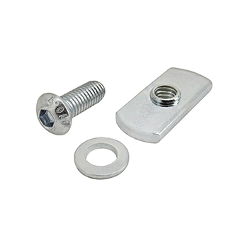 Bolt Assembly: M6 x 16.00mm Bright BHSCS with Washer and Slide-In Economy T-Nut - Centered Thread - Bright Zinc (3826)