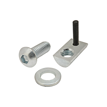 Bolt Assembly: M6 x 16.00mm Bright BHSCS with Washer and Roll-In T-Nut with Flex Handle - Bright Zinc (3827)