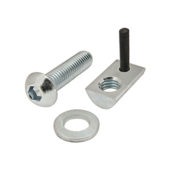 Bolt Assembly: M6 x 25.00mm Bright BHSCS with Washer and Roll-In T-Nut with Flex Handle - Bright Zinc (3829)