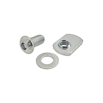 Bolt Assembly: M8 x 16.00mm Bright BHSCS with Washer with a Slide-In Economy T-Nut - Offset Thread - Bright Zinc (3830)