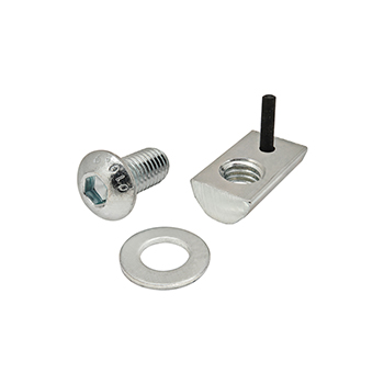 Bolt Assembly: M8 x 16.00mm Bright BHSCS with Washer and Roll-In T-Nut with Flex Handle - Bright Zinc (3832)