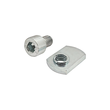 Bolt Assembly: M8 x 12.00mm Bright SHCS and Slide-In Economy T-Nut - Offset Thread - Bright Zinc (3834)