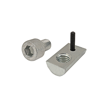 Bolt Assembly: M8 x 12.00mm Bright SHCS and Roll-In T-Nut with Flex Handle - Bright Zinc (3840)