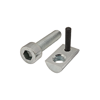 Bolt Assembly: M6 x 25.00mm Bright SHCS and Roll-In T-Nut with Flex Handle - Bright Zinc (3845)