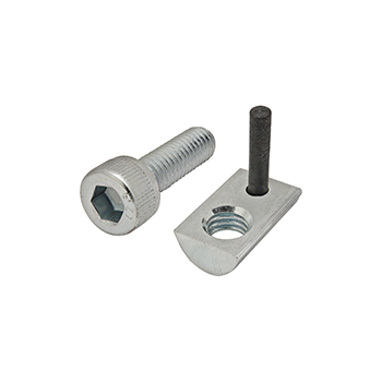 Bolt Assembly: M6 x 20.00mm Bright SHCS and Roll-In T-Nut with Flex Handle - Bright Zinc (3847)