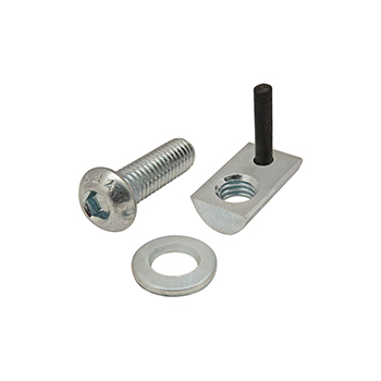 Bolt Assembly: M6 x 20.00mm Bright BHSCS with Washer and Roll-In T-Nut with Flex Handle - Bright Zinc (3850)