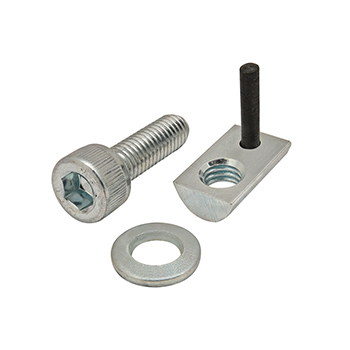 Bolt Assembly: M6 x 20.00mm Bright SHCS with Washer and Roll-In T-Nut with Flex Handle - Bright Zinc (3855)