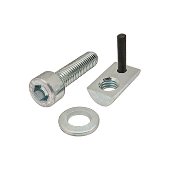 Bolt Assembly: M6 x 25.00mm Bright SHCS with Washer and Roll-In T-Nut with Flex Handle - Bright Zinc (3862)