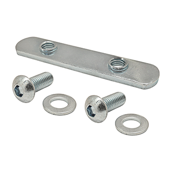 Bolt Assembly: (2) M8 x 20.00mm Bright BHSCS with (2) Washer and Double Slide-In Economy T-Nut - Bright Zinc (3863)