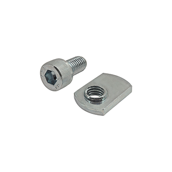 Bolt Assembly: M8 x 16.00mm Bright SHCS and Slide-In Economy T-Nut - Offset Thread - Bright Zinc (3864)