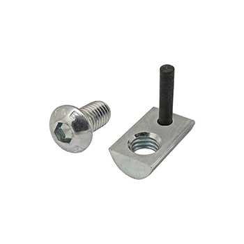 Bolt Assembly: M6 x 12.00mm Bright BHSCS with Roll-In T-Nut with Flex Handle - Bright Zinc (3867)