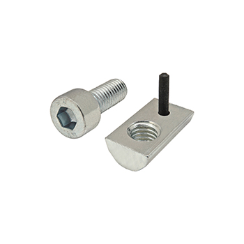 Bolt Assembly: M8 x 20.00mm Bright SHCS and Roll-In T-Nut with Flex Handle - Bright Zinc (3869)