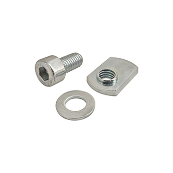 Bolt Assembly: M8 x 16.00mm Bright SHCS with Washer and Slide-In Economy T-Nut - Offset Thread - Bright Zinc (3874)